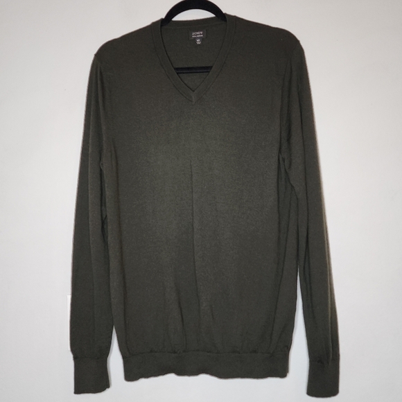 J. Crew MT Merino Wool Men's Green Sweater V-neck Mens Size Medium Tall - Picture 3 of 11